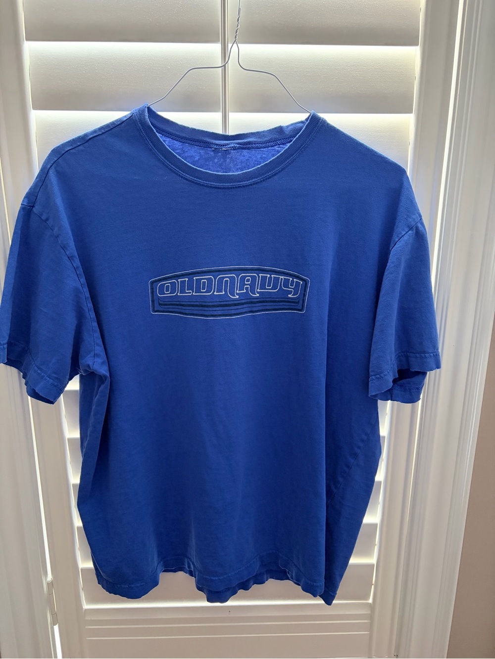 RARE Y2K Old Navy Vintage Faded Blue Distressed Oversized Tee Large